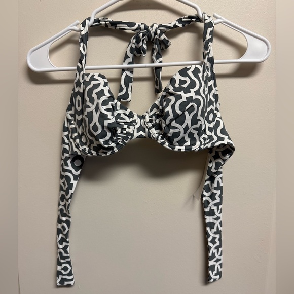 NWT Tommy Bahamas Mercury / White Bikini Top Garden Trellis Size 34B - Picture 1 of 3